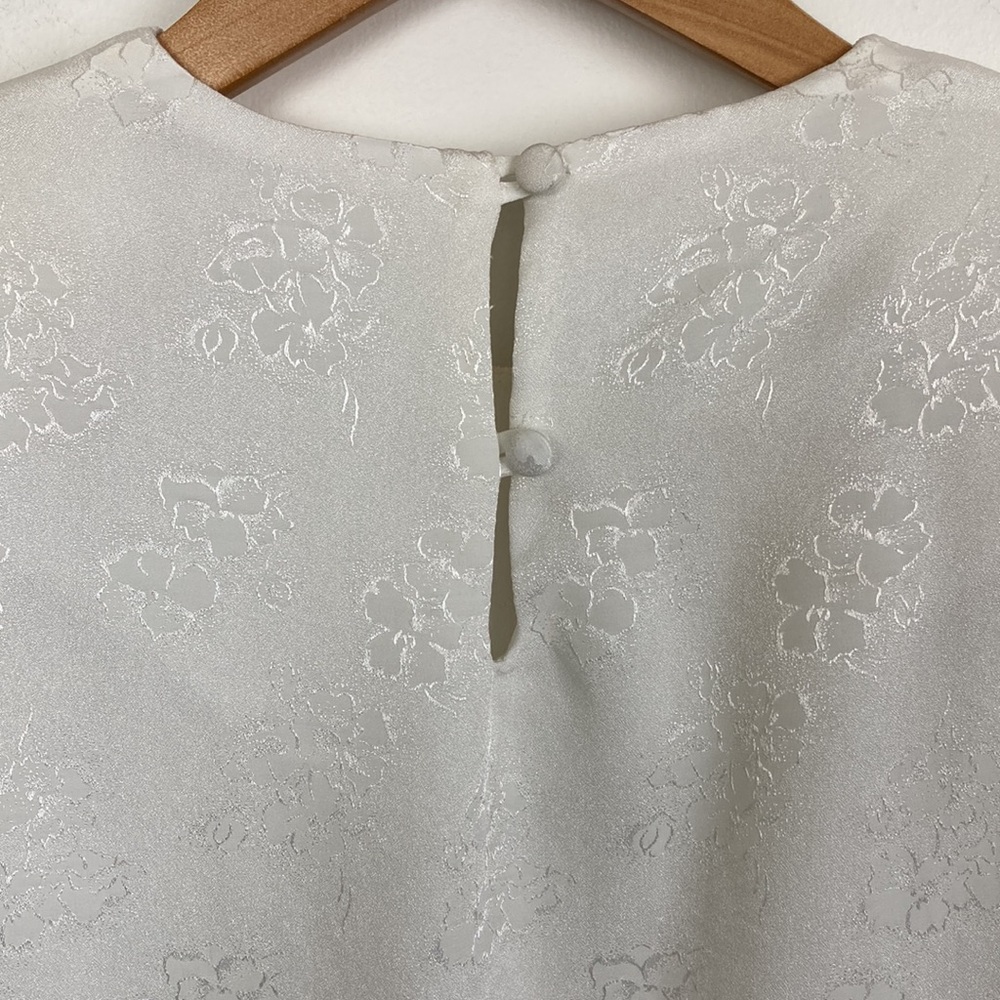 Vintage White Floral Jacquard Satin Garden Party Dress - Picture 10 of 16